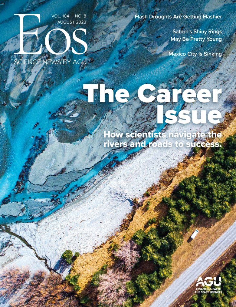 Cover of the August 2023 issue of Eos