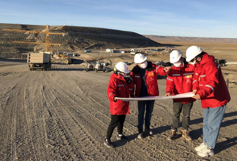 Chinese engineers work on a dam project in southern Argentina.