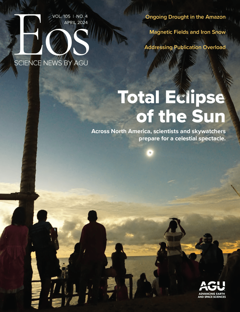 Cover of the April 2024 issue of Eos
