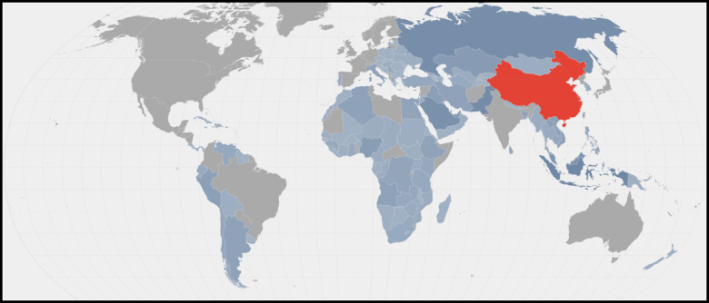 Map of the 150+ countries that have signed memos of understanding with China under the BRI.